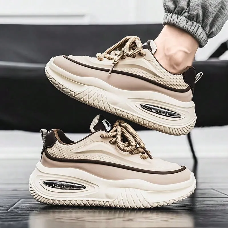 2024 New Casual Men Shoes Niche Low-Top Design Fashionable Thick Sole Sneakers Colorblock Athletic Shoes