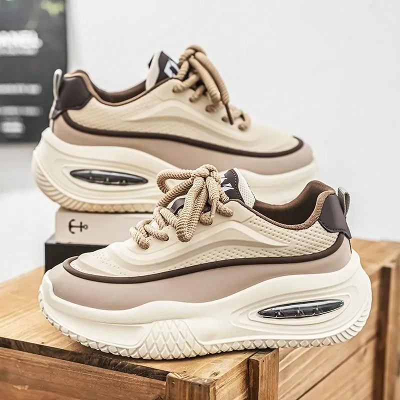 2024 New Casual Men Shoes Niche Low-Top Design Fashionable Thick Sole Sneakers Colorblock Athletic Shoes