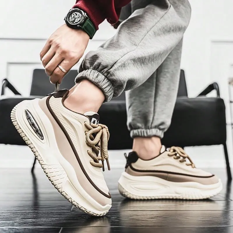 2024 New Casual Men Shoes Niche Low-Top Design Fashionable Thick Sole Sneakers Colorblock Athletic Shoes