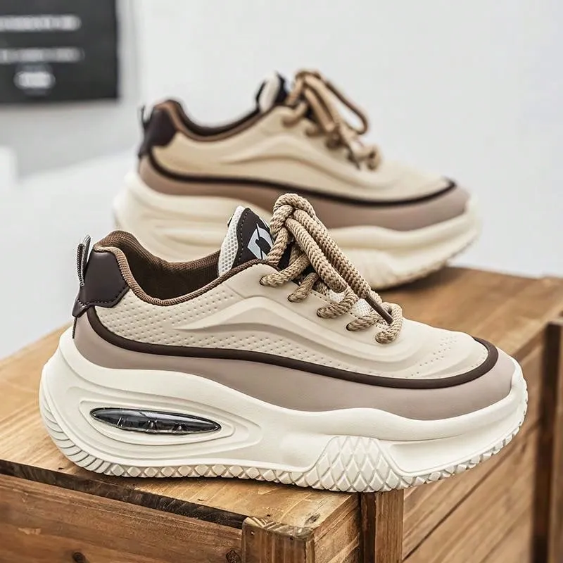2024 New Casual Men Shoes Niche Low-Top Design Fashionable Thick Sole Sneakers Colorblock Athletic Shoes