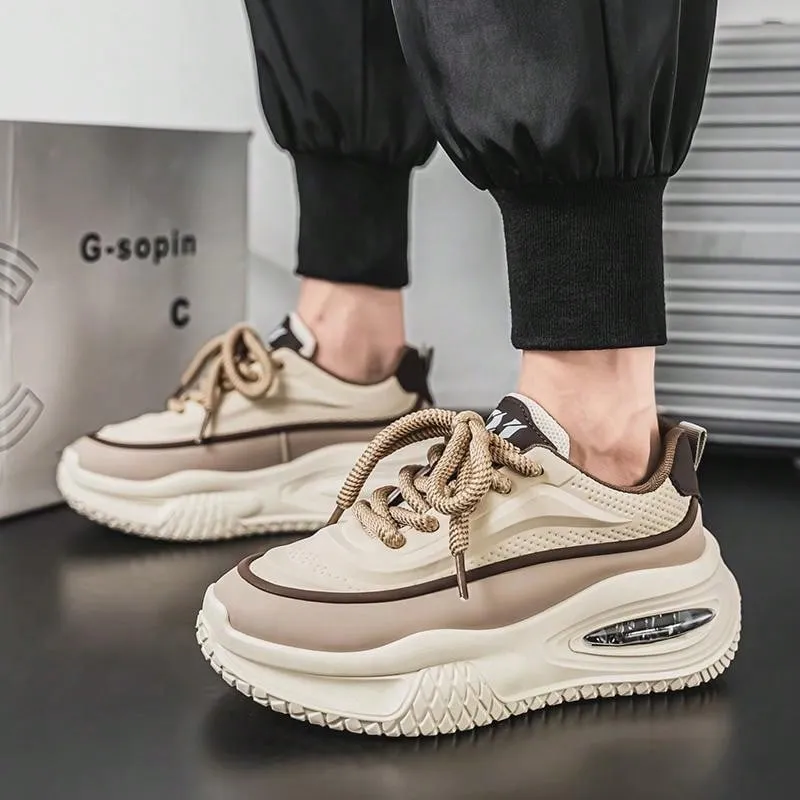 2024 New Casual Men Shoes Niche Low-Top Design Fashionable Thick Sole Sneakers Colorblock Athletic Shoes