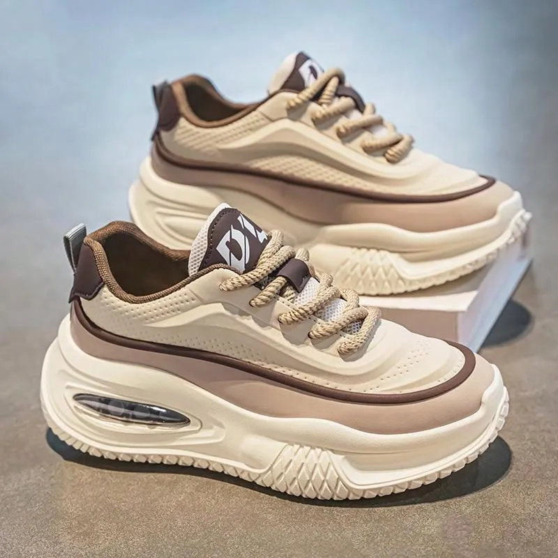 2024 New Casual Men Shoes Niche Low-Top Design Fashionable Thick Sole Sneakers Colorblock Athletic Shoes