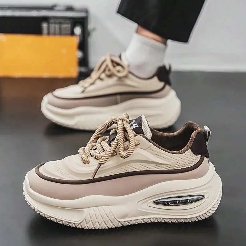 2024 New Casual Men Shoes Niche Low-Top Design Fashionable Thick Sole Sneakers Colorblock Athletic Shoes