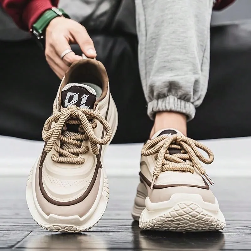 2024 New Casual Men Shoes Niche Low-Top Design Fashionable Thick Sole Sneakers Colorblock Athletic Shoes