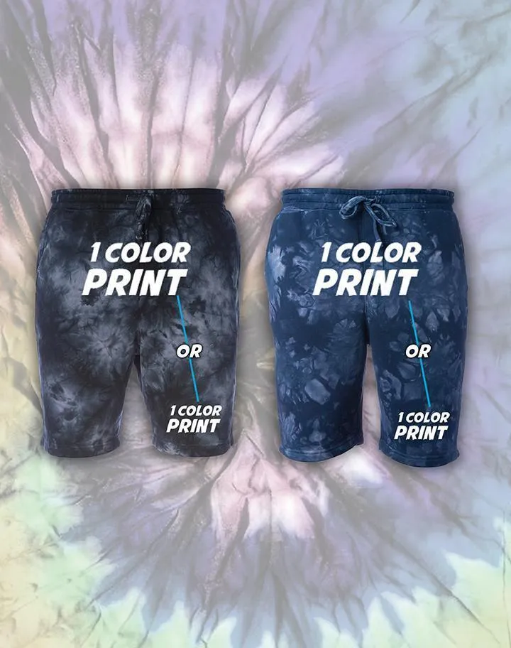 50 1-Color Print Tie Dye Fleece Shorts