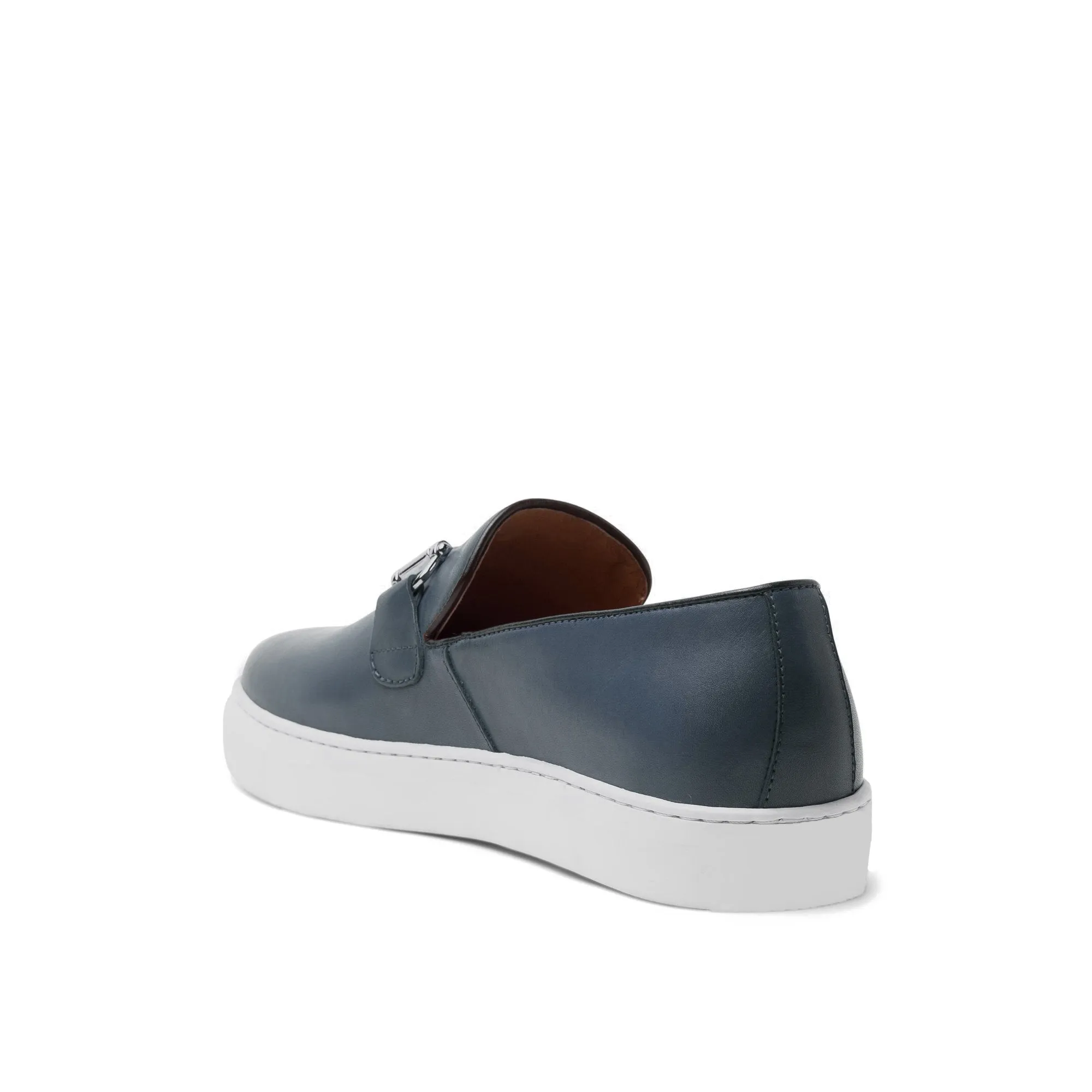 Blue Leather Alvin Horse Bit Slip On Sneakers