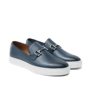 Blue Leather Alvin Horse Bit Slip On Sneakers
