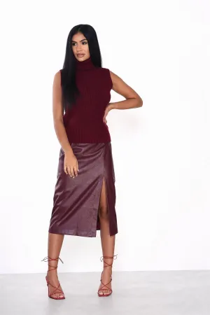 Burgundy Sleeveless Knit-Top