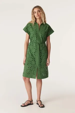 Cable Ally Embroidered Dress Green
