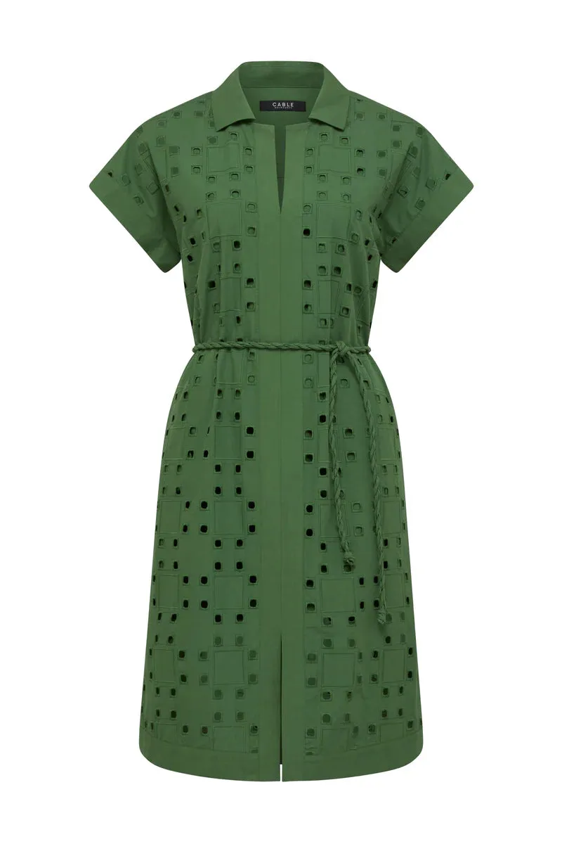Cable Ally Embroidered Dress Green