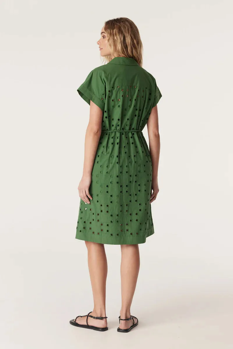 Cable Ally Embroidered Dress Green