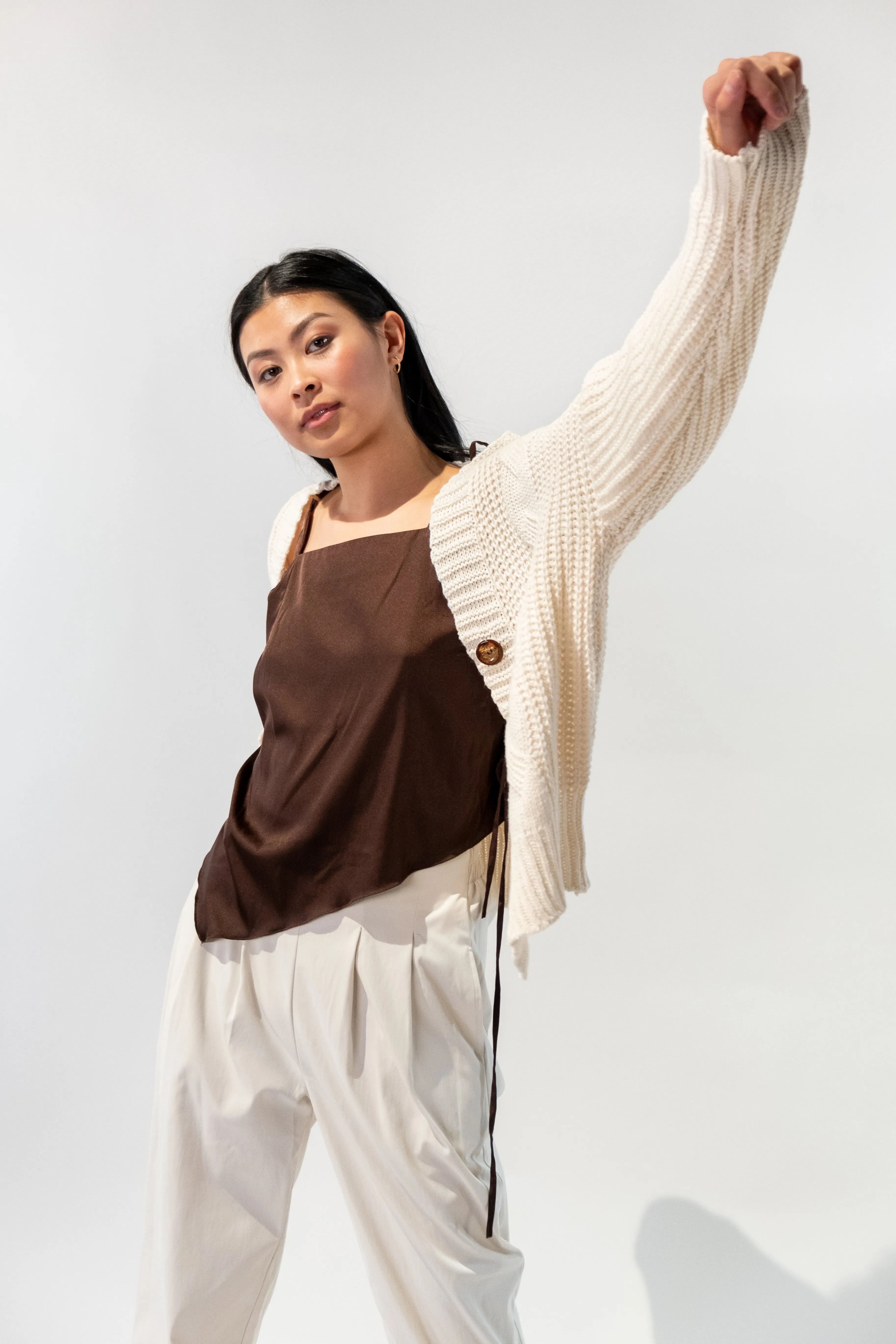 Cable Knit Button Oversized Cardigan