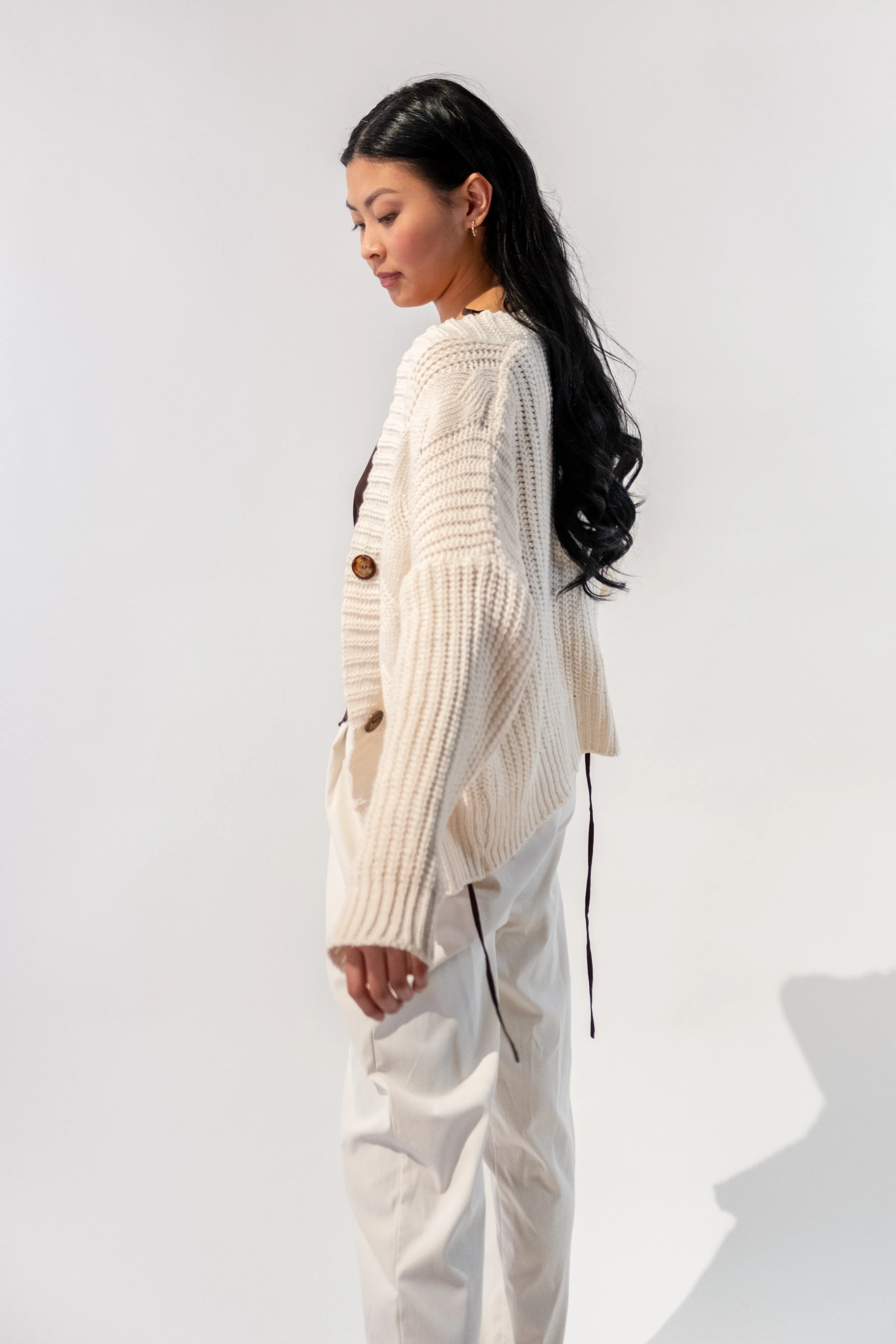 Cable Knit Button Oversized Cardigan