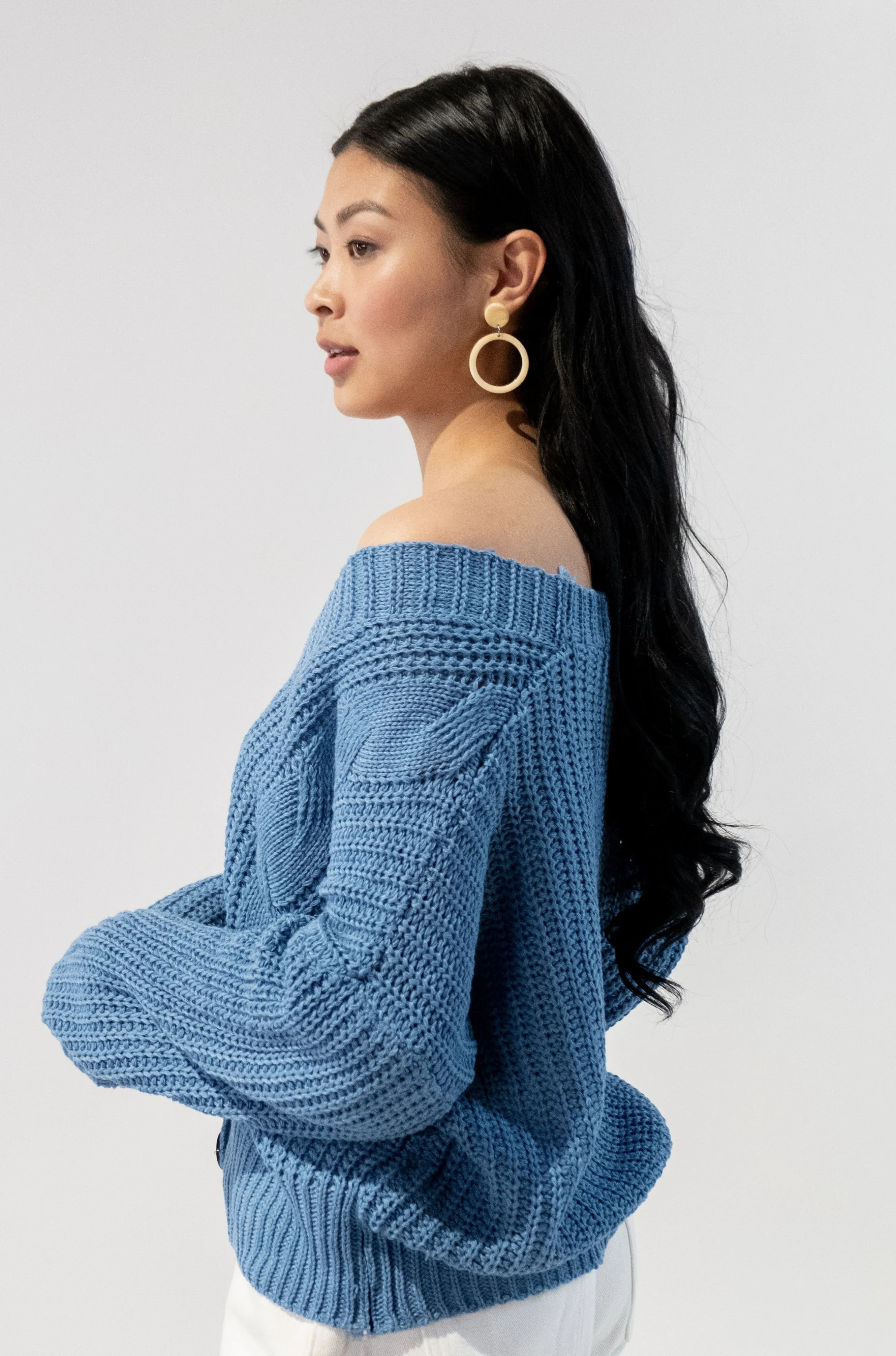 Cable Knit Button Oversized Cardigan