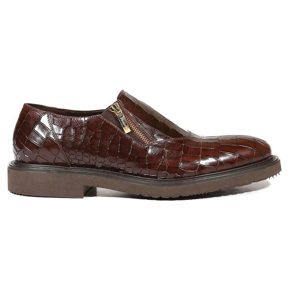 Cesare Paciotti Luxury Italian Men's Designer Shoes Cocco Lux T Moro Rete Brown Loafers (CPM5001)