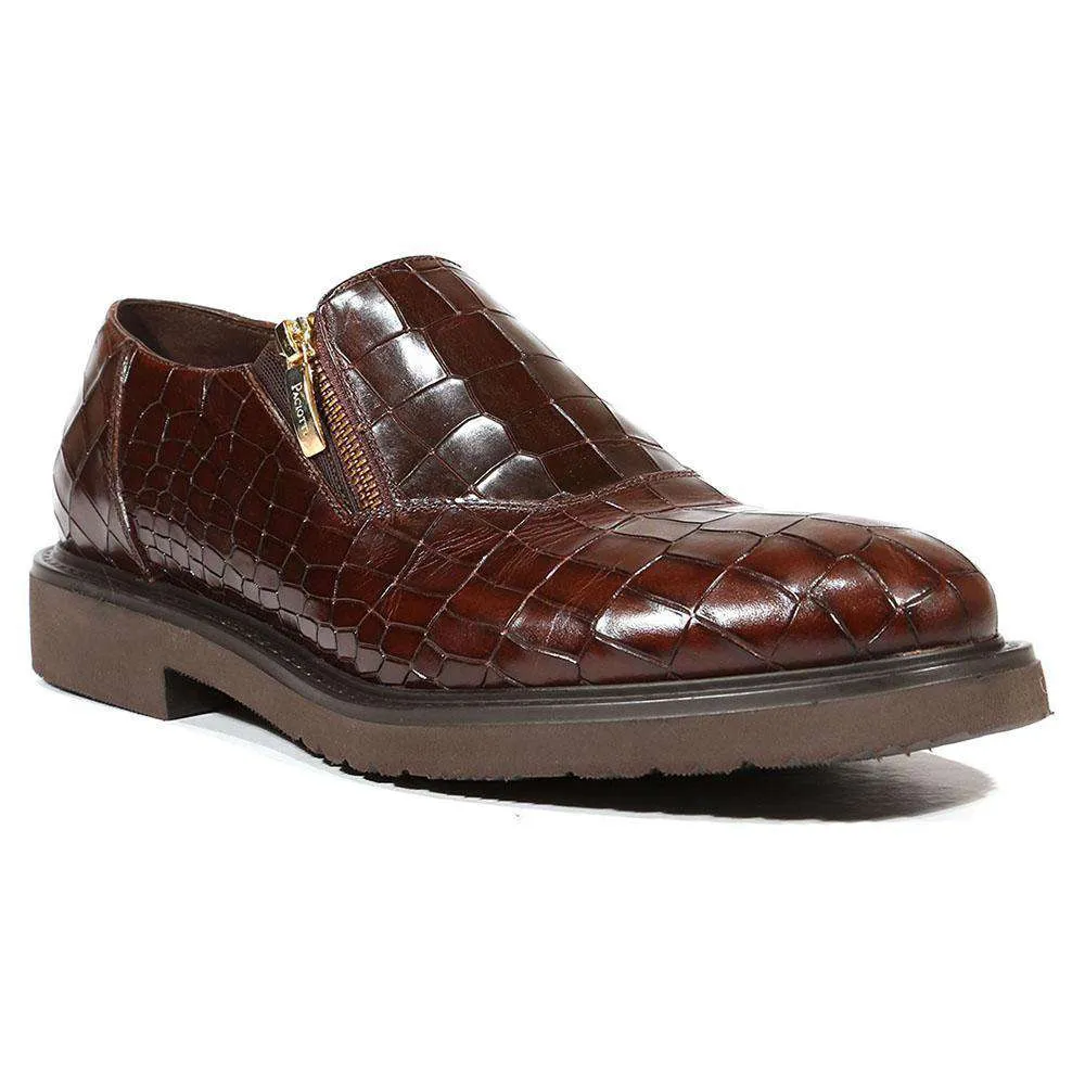 Cesare Paciotti Luxury Italian Men's Designer Shoes Cocco Lux T Moro Rete Brown Loafers (CPM5001)