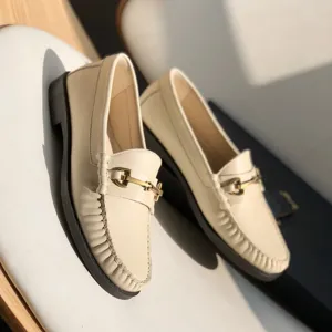 Chicmy Women Shoes England Style Office Lady Fashion Simple Beige Color Sheep Soft Casual Slip-On Loafers  Flat Shoes