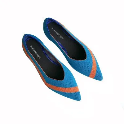 Color Casual Soft  Breathable Knit Pointed Shoes Women's Flat