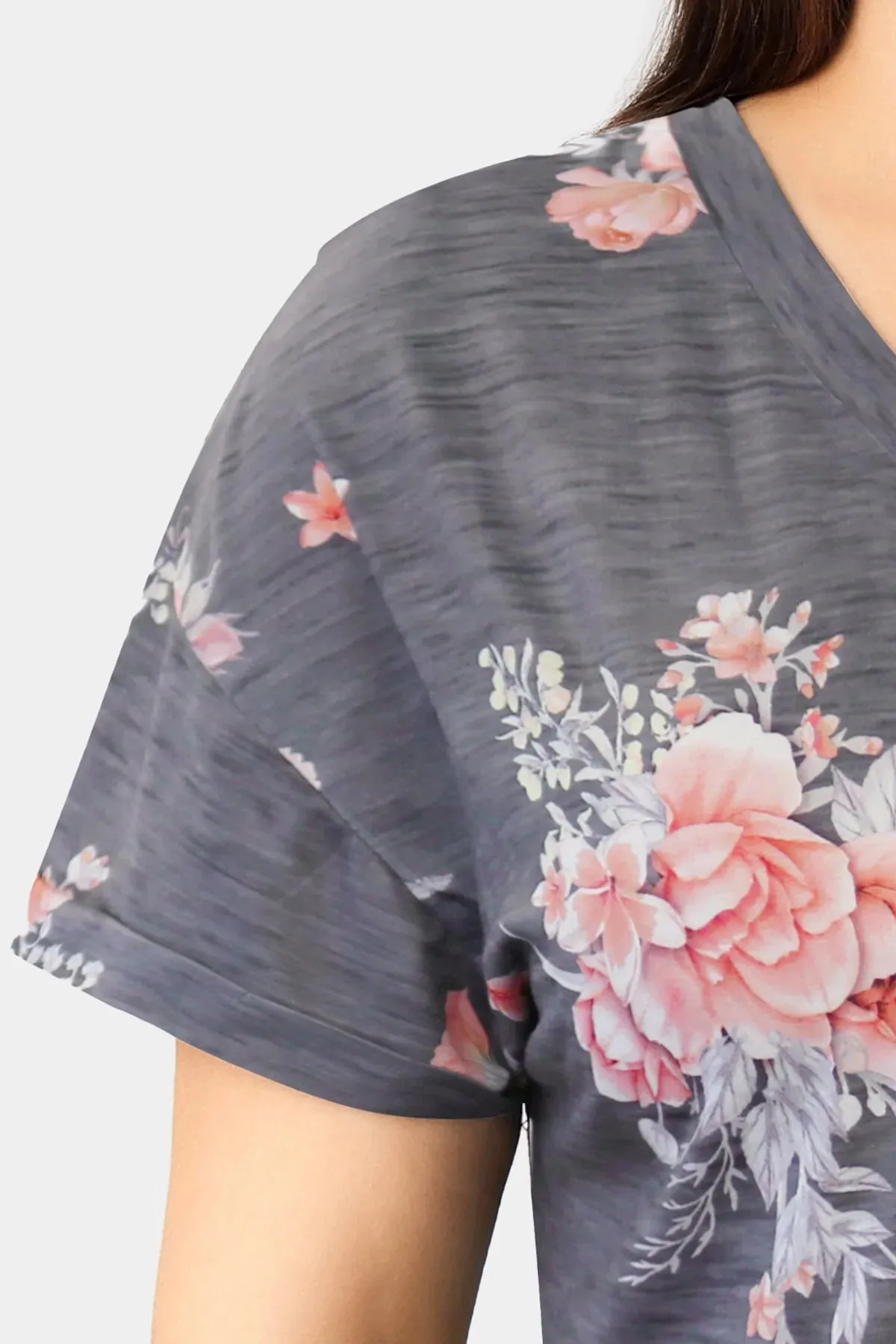 Floral Vintage Soft V Neck T-shirt