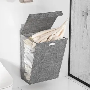 Foldable Adhesive Laundry Basket Hamper Wall Hanging Clothes Mesh Hook Organizer