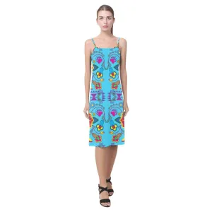 Geometric Floral Winter-Sky Blue Alcestis Slip Dress