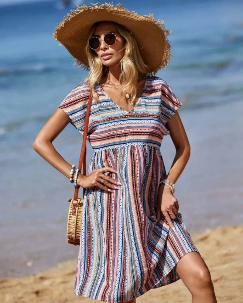 Ivyshape | Boho Striped Summer Dress
