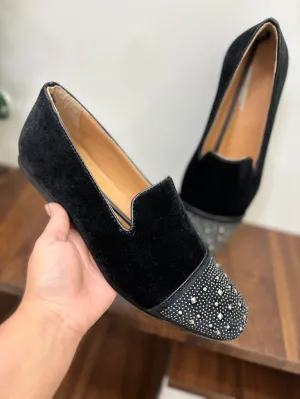 Jack Marc Fashion Rhinestone Suede Moccasins for Men