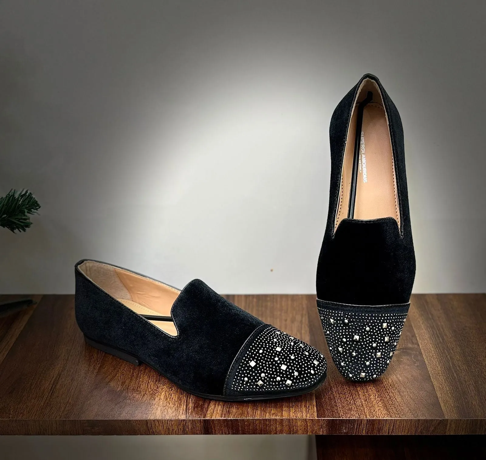 Jack Marc Fashion Rhinestone Suede Moccasins for Men
