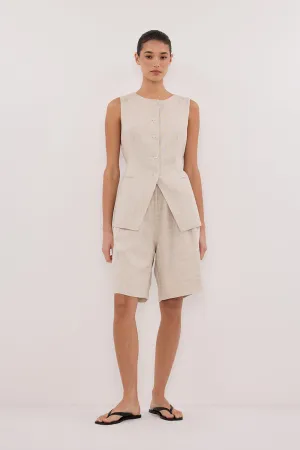 KAYLA NATURAL LINEN BERMUDA SHORT