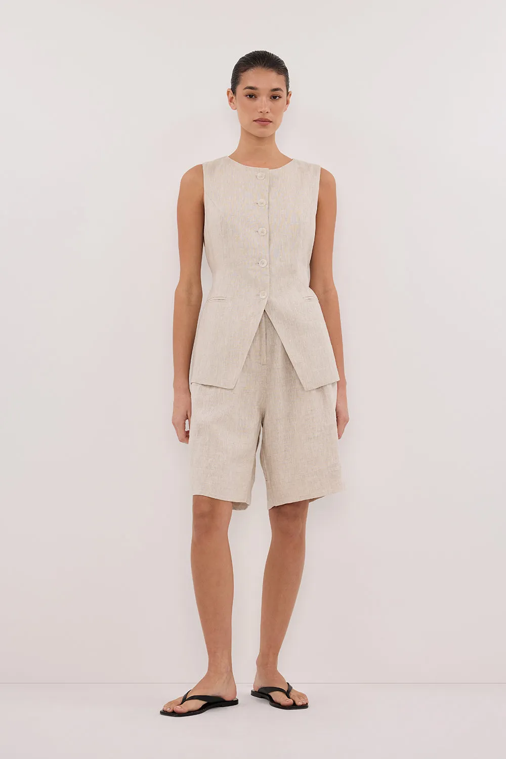 KAYLA NATURAL LINEN BERMUDA SHORT
