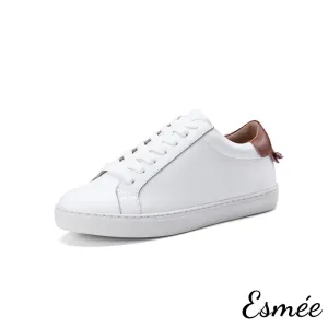 Leather Sneakers with 3 Colors Heel Cap
