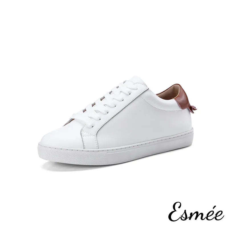 Leather Sneakers with 3 Colors Heel Cap