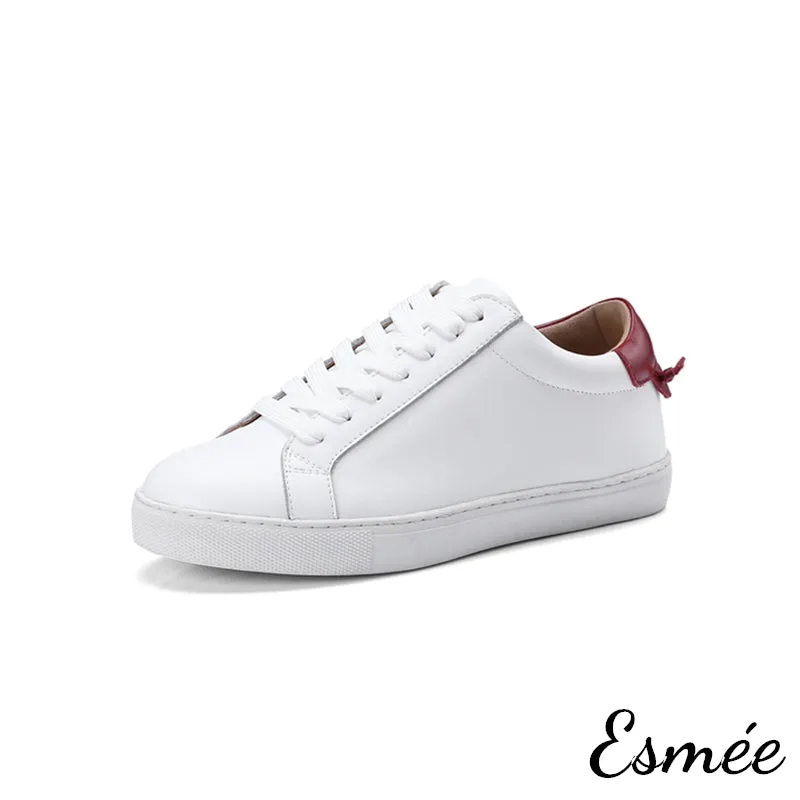 Leather Sneakers with 3 Colors Heel Cap