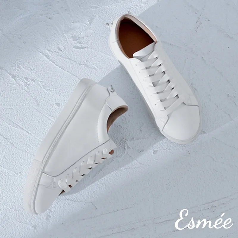 Leather Sneakers with 3 Colors Heel Cap