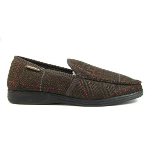 Lunar Good Year KMG137 Eisenhower Mens Brown Textile Slip On Slippers
