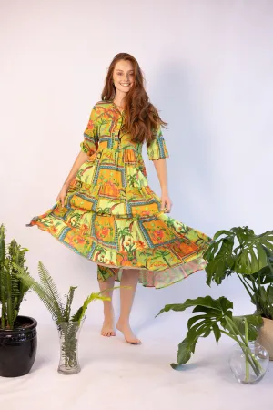 Maxi Dress - Green Pattern