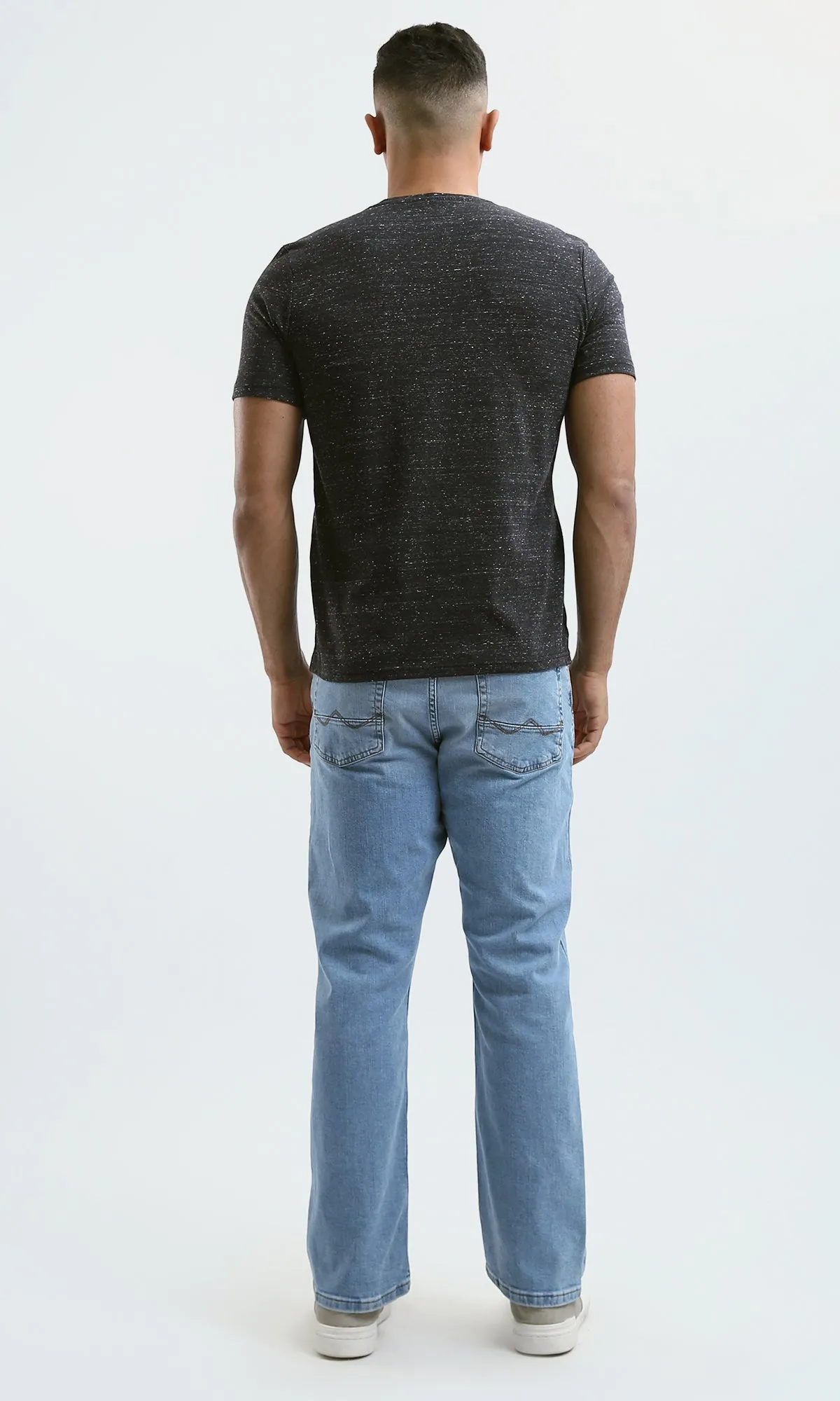 O182124 Heather Black Short Sleeves Summer Tee