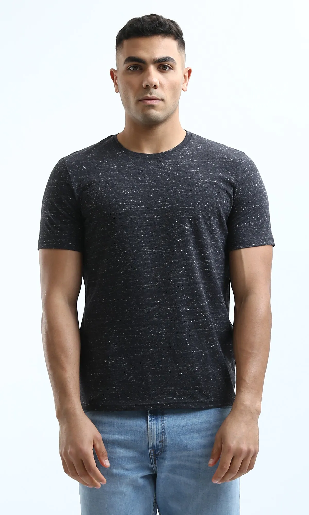 O182124 Heather Black Short Sleeves Summer Tee