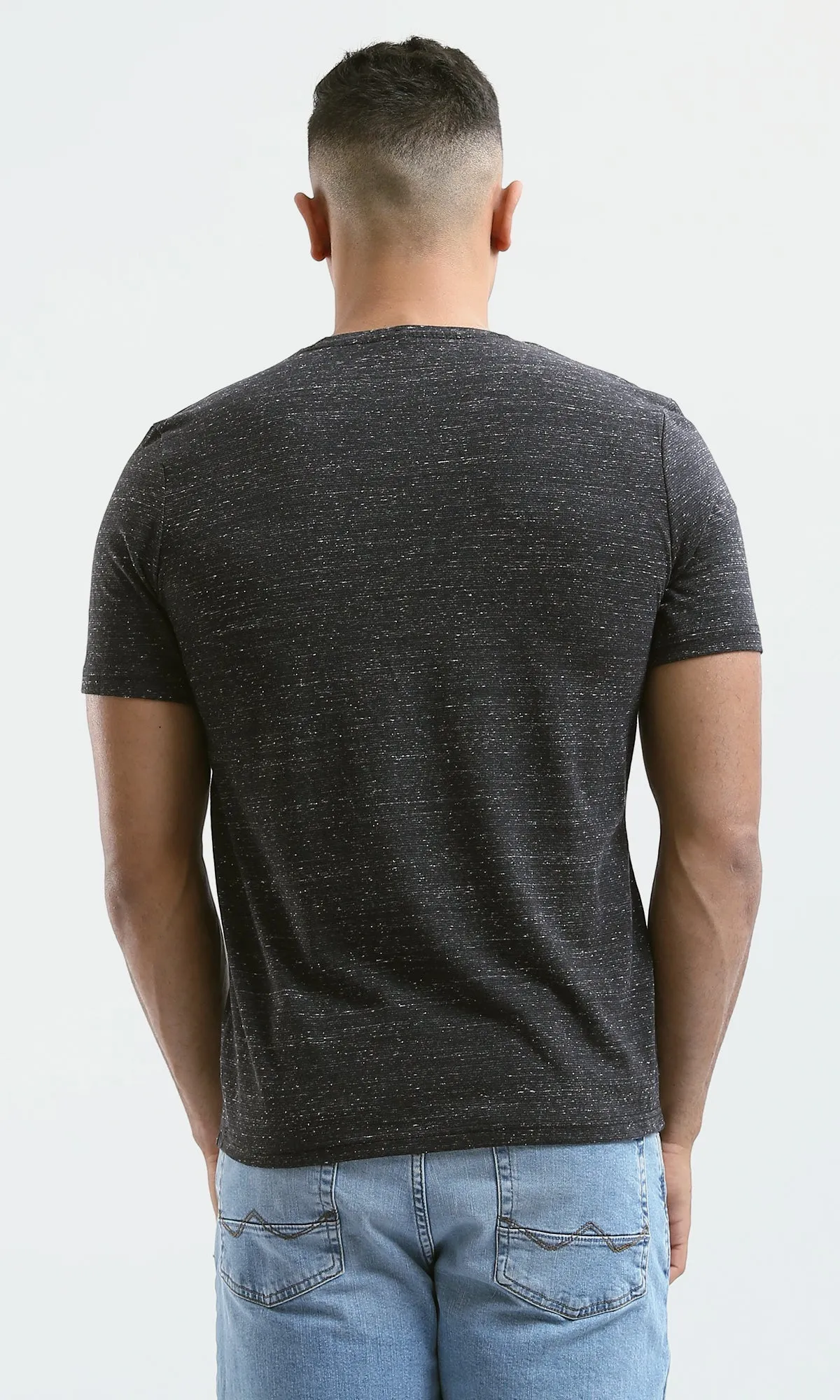 O182124 Heather Black Short Sleeves Summer Tee