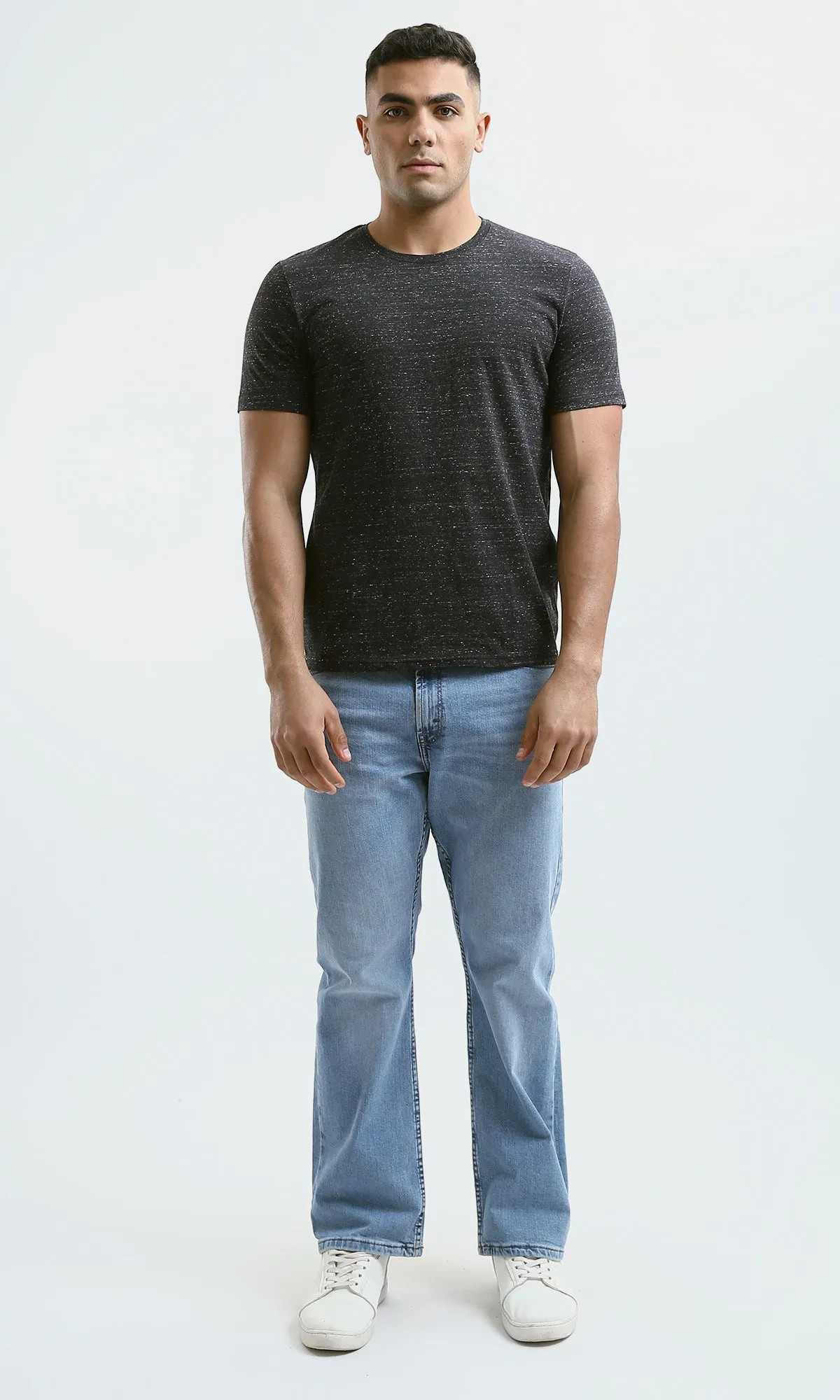 O182124 Heather Black Short Sleeves Summer Tee