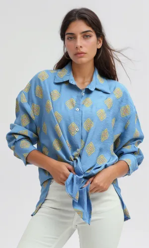 O193474 Long Sleeves Casual Full Cover Patterned Shirt