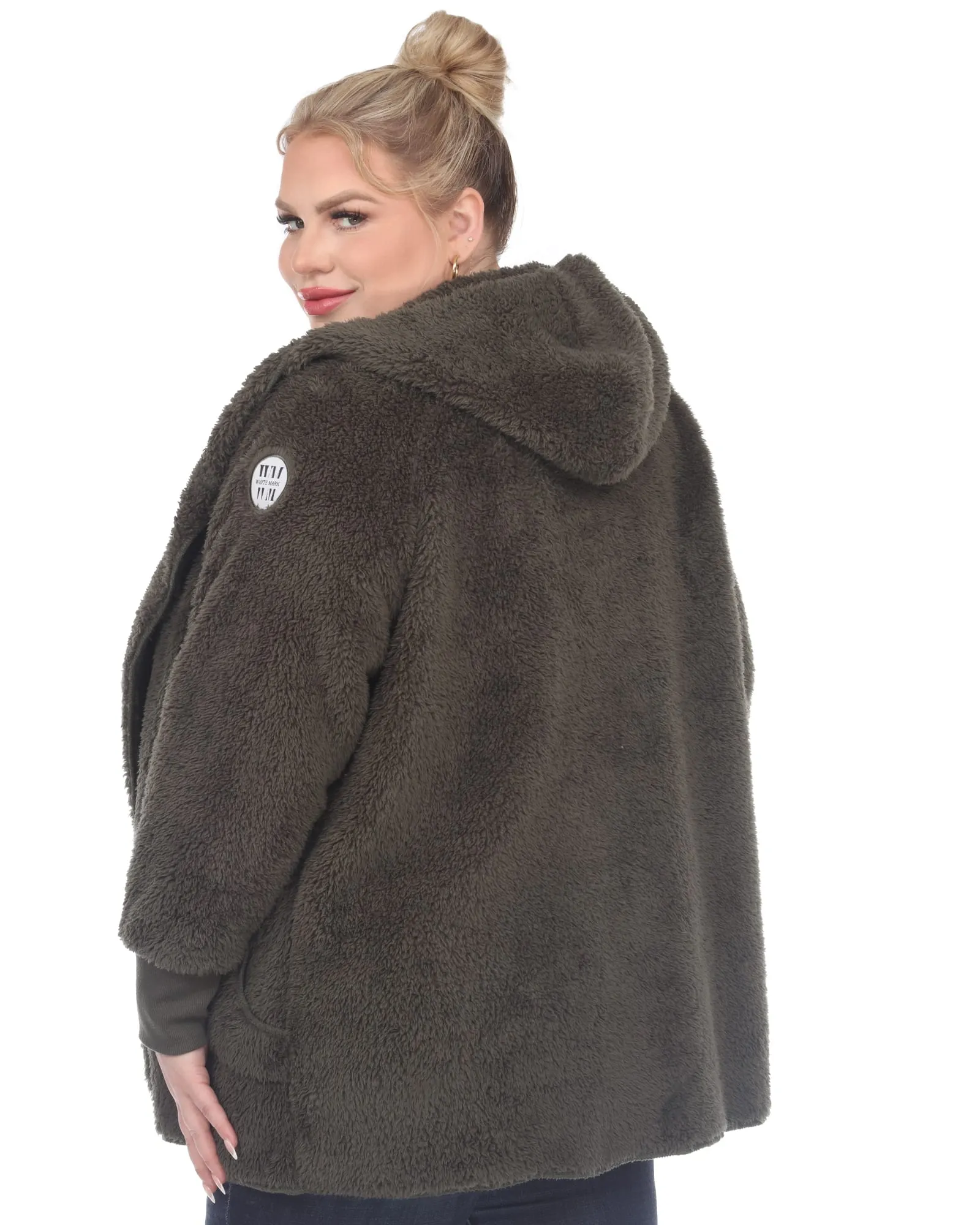 Plush Hooded Cardigan with Pockets | Army Green
