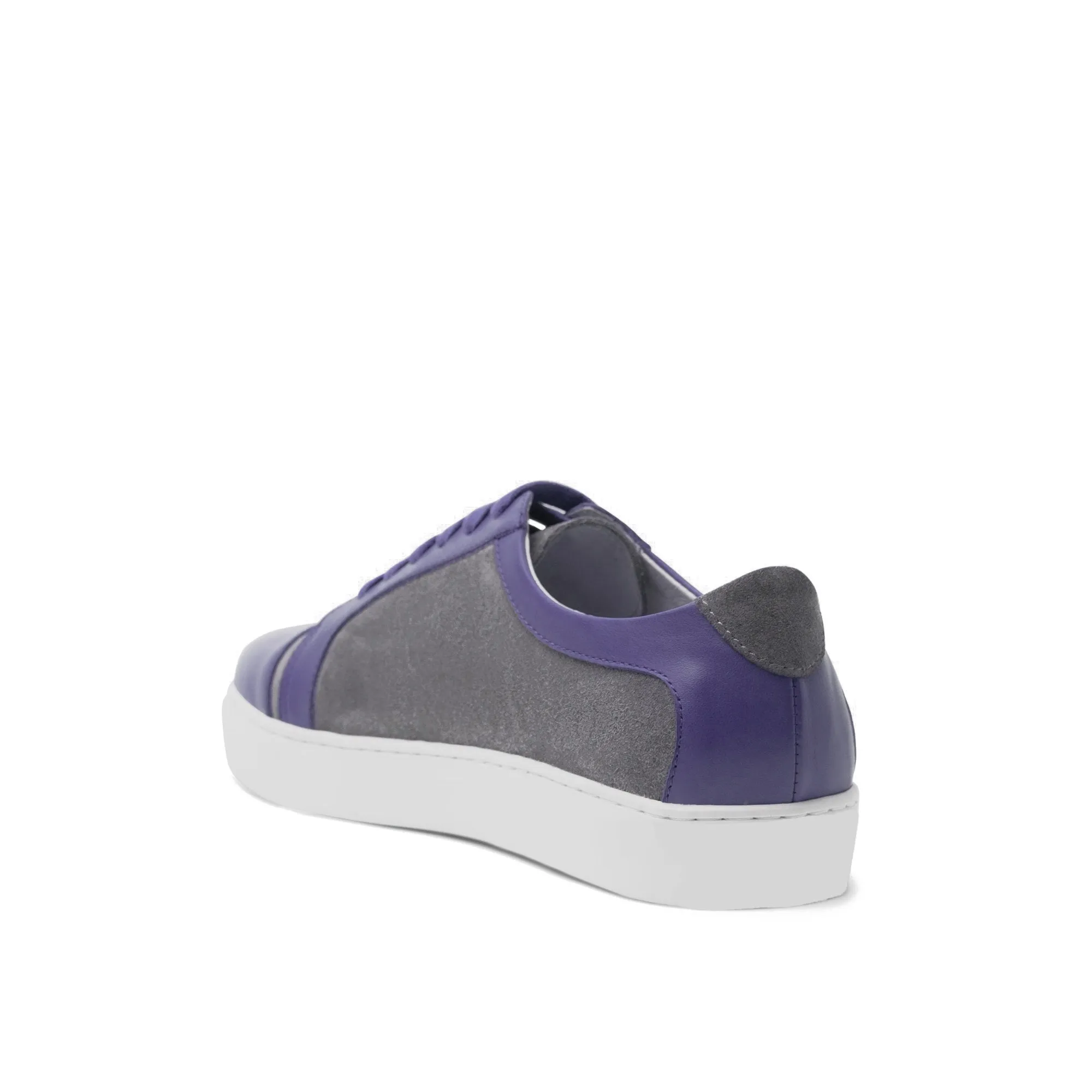 Purple Leather and Grey Suede Angus Lace Up Sneakers