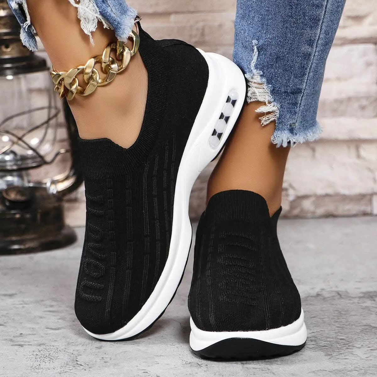 Round toe mesh loafers for women
