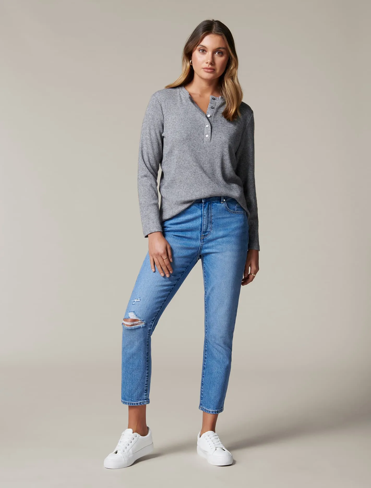 Sasha Relaxed Henley Jumper