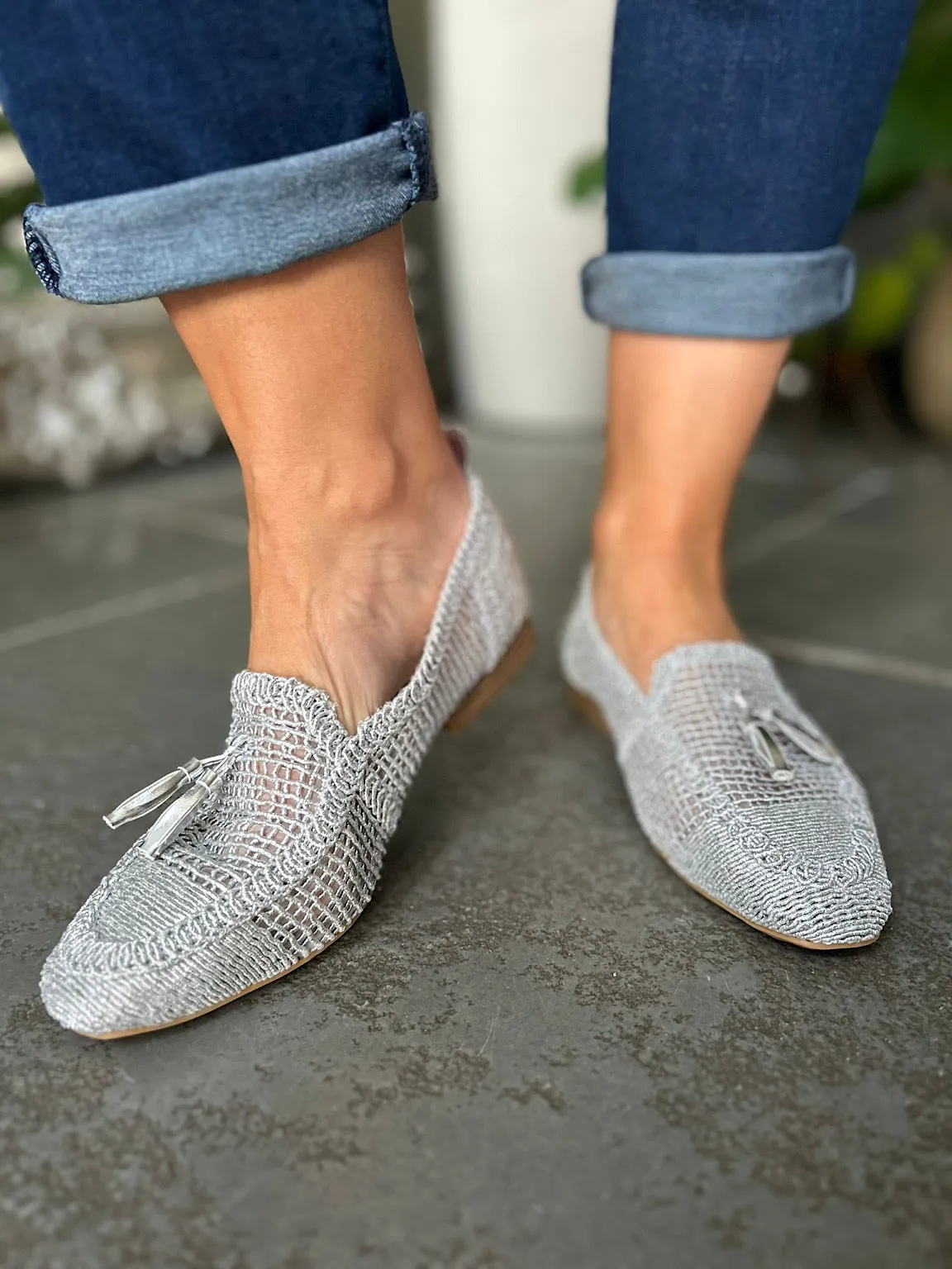 Silver Tassel Weave Loafer