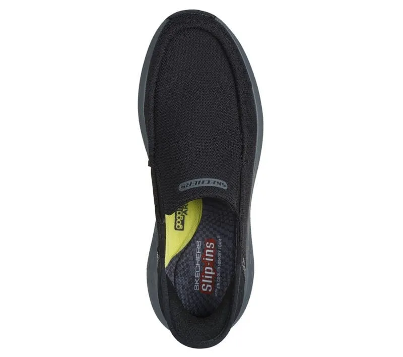 Skechers Men's Parson Ralven Slip Ons- Black/ Charcoal