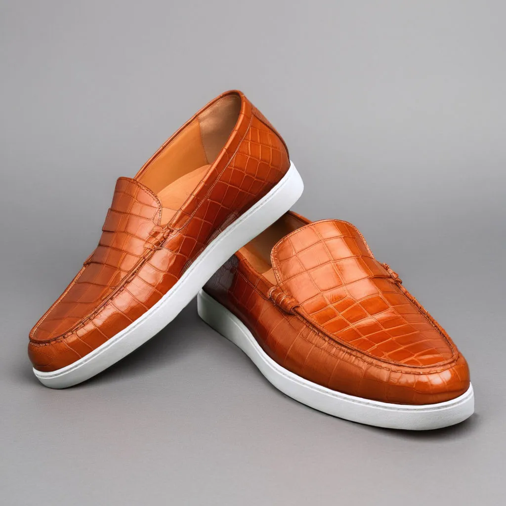 Tan Corc Print Leather Magnus Slip On Sneakers