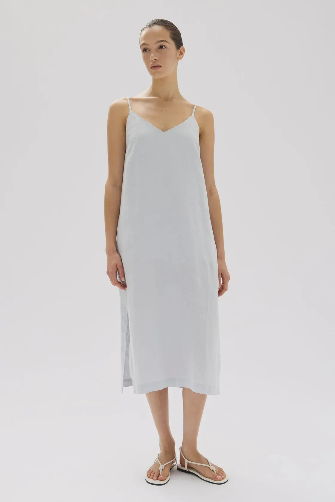 Vallory Linen Slip Dress Blue Haze