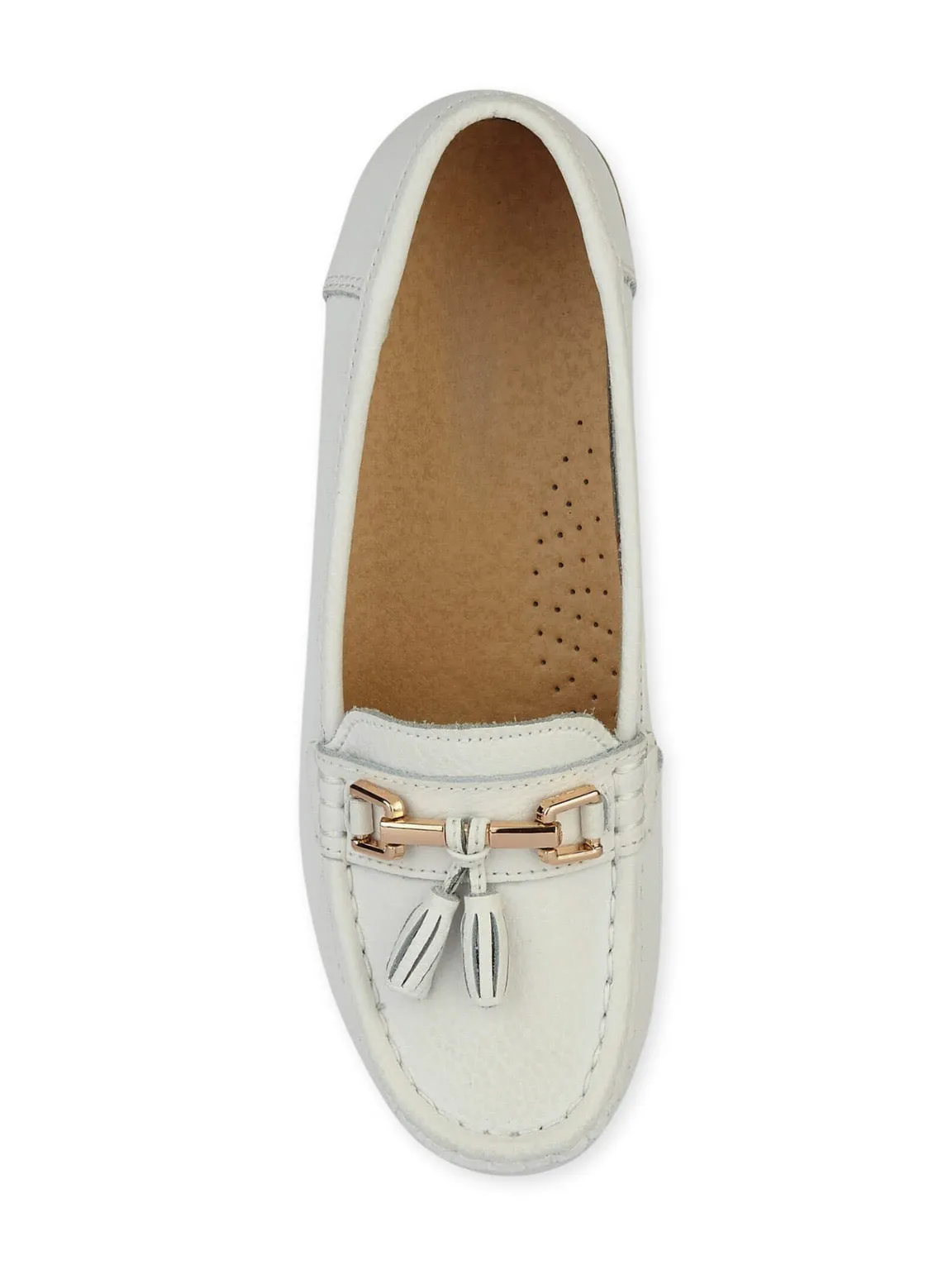 White Leather Tassel Loafer
